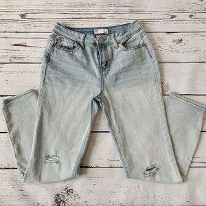 RSQ Light Wash Distressed Girlfriend Jeans Size 12